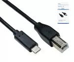 USB Cable Type C male to USB 2.0 Type B male, black, 5,00m